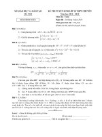 Bộ đề và đáp án môn toán chuyên thi vào lớp 10 sở GDDT TP hà nội