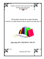 Đề tài nghiên cứu khoa học sư phạm ứng dụng: “ ÁP DỤNG CÁC BIỆN PHÁP KĨ THUẬT TRONG DẠY HỌC ĐỊA LÍ”