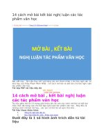 14 cách mở bài kết bài nghị luận các tác phẩm văn học