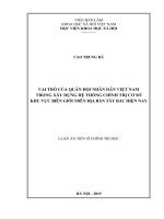 Vai trò của Quân đội nhân dân Việt Nam trong xây dựng hệ thống chính trị cơ sở khu vực biên giới trên địa bàn Tây Bắc hiện nay