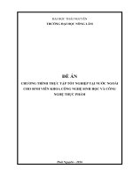 ĐỀ ÁN CHƯƠNG TRÌNH THỰC TẬP TỐT NGHIỆP TẠI NƯỚC NGOÀI CHO SINH VIÊN KHOA CÔNG NGHỆ SINH HỌC VÀ CÔNG NGHỆ THỰC PHẨM