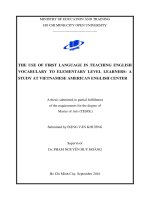 The use of first language in teaching english vocabulary to elementary level learners   a study at vietnamese american english center  a thesis submitted in partial fulfillment of the requirements for the degree of master 