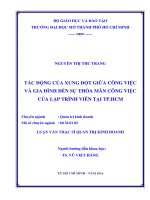 Tác động của xung đột giữa công việc và gia đình đến sự thỏa mãn công việc của lập trình viên tại thành phố hồ chí minh 