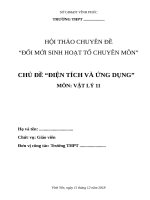 CHỦ ĐỀ: ĐIỆN TÍCH VÀ ỨNG DỤNG MÔN: VẬT LÝ 11