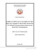 Nghiên cứu phân lập và xác định cấu trúc hợp chất steroid từ hợp chất methanol cây thạch vĩ họ dương xỉ