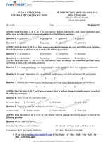 Tổng hợp đề và đáp án chi tiết các môn thi THPT chuyên bắc ninh