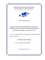 The investigation into the possible l2 selves to interpret l2 motivation of vietnamese learners of english as a foreign language in VATC  a thesis submitted in partial fulfillment of the requirements for the degree of mas 