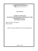 Nghiên cứu công nghệ thu hồi để tái sử dụng năng lượng bằng hệ thống truyền động thủy lực khi phanh xe cơ giới 