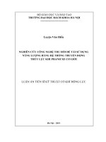 Nghiên cứu công nghệ thu hồi để tái sử dụng năng lượng bằng hệ thống truyền động thủy lực khi phanh xe cơ giới