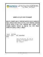 Hoàn thiện quy trình kiểm toán khoản mục phải trả nhà cung cấp do công ty TNHH kiểm toán và dịch vụ tin học TP  HCM thực hiện  