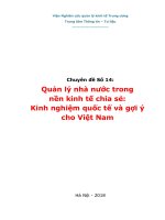 Chuyên đề Quản lý nhà nước trong nền kinh tế chia sẻ: Kinh nghiệm quốc tế và gợi ý cho Việt Nam