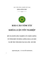 Bước đầu nghiên cứu nhân giống vô tính một số dòng giống hoa lan huệ vụ hè thu năm 2016 tại gia lâm – hà nội