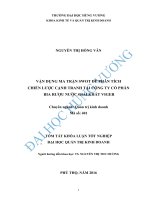 VẬN DỤNG MA TRẬN SWOT ĐỂ PHÂN TÍCH CHIẾN LƯỢC CẠNH TRANH TẠI CÔNG TY CỔ PHẦN  BIA RƯỢU NƯỚC GIẢI KHÁT VIGER