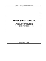 Báo cáo nghiên cứu khả thi dự án đầu tư xây dựng vườn quốc gia Xuân Sơn Tỉnh Phú Thọ
