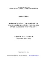 Hoàn thiện quản lý thu thuế đối với doanh nghiệp nhỏ và vừa trên địa bàn huyện tam dương, tỉnh vĩnh phúc 
