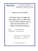 Giải pháp nâng cao hiệu quả hoạt động cho vay tiêu dùng tại NH TMCP sài gòn thương tín sacombank   p GD thanh đa 