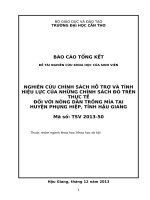 NGHIÊN CỨU CHÍNH SÁCH HỖ TRỢ VÀ TÍNH HIỆU LỰC CỦA NHỮNG CHÍNH SÁCH ĐÓ TRÊN THỰC TẾ ĐỐI VỚI NÔNG DÂN TRỒNG MÍA TẠI HUYỆN PHỤNG HIỆP, TỈNH HẬU GIANG