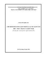 Chuyên đề nghiên cứu: CHẾ ĐỊNH KHÁCH DU LỊCH TRONG LUẬT DU LỊCH NĂM 2005 - THỰC TRẠNG VÀ KIẾN NGHỊ