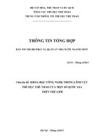 Chuyên đề: KHOA HỌC CÔNG NGHỆ TRONG LĨNH VỰC THỂ DỤC THỂ THAO CỦA MỘT SỐ QUỐC GIA TRÊN THẾ GIỚI