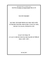 DẠY HỌC TÍCH HỢP TRONG DẠY HỌC PHÂN MÔN VẼ TRANH Ở TRƢỜNG TRUNG HỌC CƠ SỞ TÂN TIẾN, HUYỆN VĂN GIANG, TỈNH HƢNG YÊN