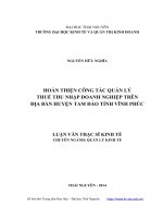 Hoàn thiện công tác quản lý thuế thu nhập doanh nghiệp trên địa bàn huyện tam đảo, tỉnh vĩnh phúc 