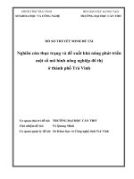 ĐỀ TÀI Nghiên cứu thực trạng và đề xuất khả năng phát triển một số mô hình nông nghiệp đô thị ở thành phố Trà Vinh