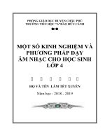 skkn một số KINH NGHIỆM và PHƯƠNG PHÁP dạy âm NHẠC CHO học SINH lớp 4 