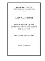 Tạo động lực làm việc cho cán bộ công chức tại Cục Hải quan tỉnh Quảng Ninh (Luận văn thạc sĩ)