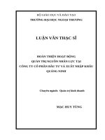 Hoàn thiện hoạt động quản trị nguồn nhân lực tại Công ty cổ phần đầu tư và xuất nhập khẩu Quảng Ninh (Luận văn thạc sĩ)