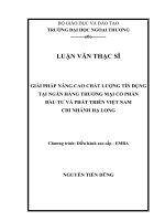 Giải pháp nâng cao chất lượng tín dụng tại Ngân hàng TMCP Đầu tư và Phát triển Việt Nam – Chi nhánh Hạ Long (Luận văn thạc sĩ)
