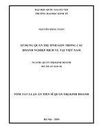 ÁP DỤNG QUẢN TRỊ TINH GỌN TRONG CÁC DOANH NGHIỆP DỊCH VỤ TẠI VIỆT NAM