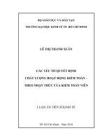 Các yếu tố quyết định chất lượng hoạt động kiểm toán – Theo nhận thức của kiểm toán viên (Luận án tiến sĩ)