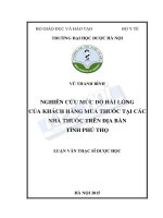 Nghiên cứu mức độ hài lòng của khách hàng mua thuốc tại các nhà thuốc trên địa bàn tỉnh phú thọ 