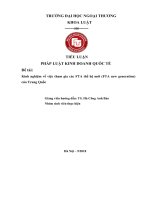 Kinh nghiệm về việc tham gia các FTA thế hệ mới (FTA new generation) của trung quốc 