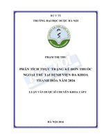 Phân tích thực trạng kê đơn thuốc ngoại trú tại bệnh viện đa khoa thanh hóa năm 2016 