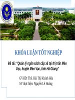 Quản lý ngân sách cấp xã tại thị trấn mèo vạc, huyện mèo vạc, tỉnh hà giang 