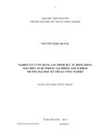 Nghiên cứu ứng dụng lập trình PLC tự động đóng máy biến áp dự phòng tại phòng thí nghiệm trường đại học kỹ thuật công nghiệp 