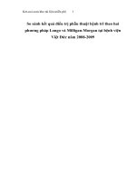 So sánh kết quả điều trị phẫu thuật bệnh trĩ theo hai phương pháp longo và milligan morgan tại bệnh viện việt đức năm 2008 2009  