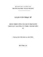 Hoàn thiện quản trị nguồn nhận lực tại công ty TNHH MTV 91 (Luận văn thạc sĩ)