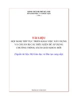 TÀI LIỆU HỘI NGHỊ TIẾP TỤC TRIỂN KHAI VIỆC XÂY DỰNG VÀ CHUẨN BỊ CÁC ĐIỀU KIỆN ĐỂ ÁP DỤNG CHƯƠNG TRÌNH, SÁCH GIÁO KHOA MỚI