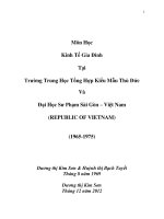 Môn Học Kinh Tế Gia Đình Tại Trường Trung Học Tổng Hợp Kiểu Mẫu Thủ Đức Và Đại Học Sư Phạm Sài Gòn – Việt Nam (REPUBLIC OF VIETNAM)