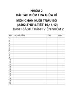 BÀI tập KIỂM TRA GIỮA kì môn CHĂN NUÔI TRÂU bò 