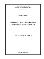 BNT Luận văn thạc sỹ cao học Phân cấp quản lý ngân sách nhà nước của tỉnh Hà Nam