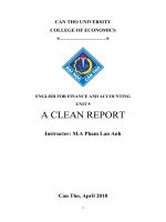 ENGLISH FOR FINANCE AND ACCOUNTING UNIT 9 a CLEAN REPORT 