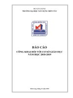 BÁO CÁO CÔNG KHAI ĐỐI VỚI CƠ SỞ GIÁO DỤC NĂM HỌC 2018-2019