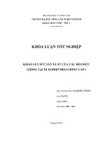 KHẢO SÁT SỨC SẢN XUẤT CỦA CÁC HEO ĐỰC  GIỐNG TẠI XÍ NGHIỆP HEO GIỐNG CẤP I 