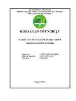 NGHIÊN CỨU SẢN XUẤT PHÂN BÓN VI SINH  CỐ ĐỊNH ĐẠM BÓN CHO MÍA 