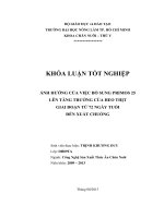ẢNH HƯỞNG CỦA VIỆC BỔ SUNG PRIMOS 25  LÊN TĂNG TRƯỞNG CỦA HEO THỊT  GIAI ĐOẠN TỪ 72 NGÀY TUỔI  ĐẾN XUẤT CHUỒNG   