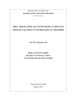 THỰC TRẠNG CÔNG TÁC TUYỂN DỤNG VÀ ĐÀO TẠO  NHÂN SỰ TẠI CÔNG TY CỔ PHẦN ĐẦU TƯ THÁI BÌNH     