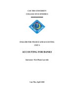 ENGLISH FOR FINANCE AND ACCOUTING UNIT 4 ACCOUTING FOR BANKS 